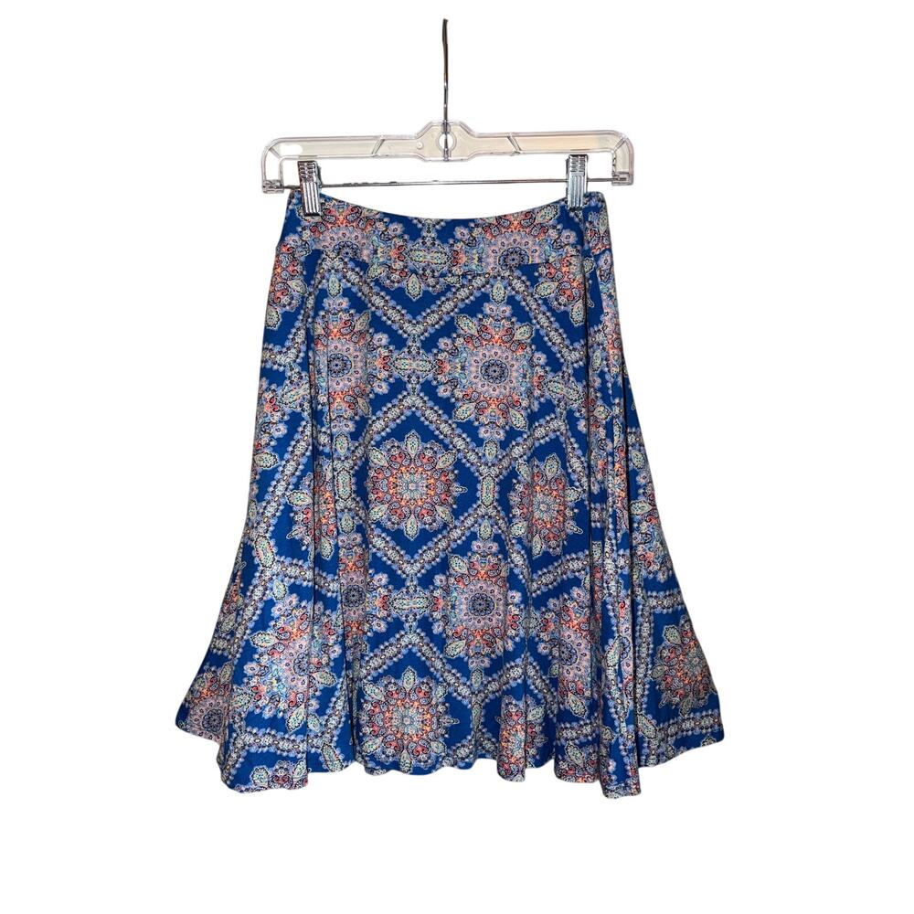 Renee C. Printed Geometric Pattern A-line Swing Skirt Blue - Size: Small